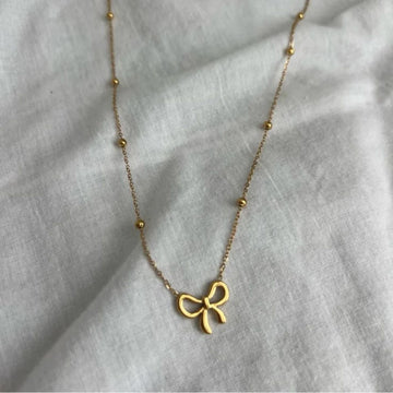 Delicate Gold Bow Pendant Necklace for Women