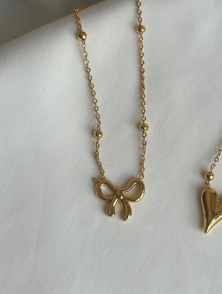 Delicate Gold Bow Pendant Necklace for Women