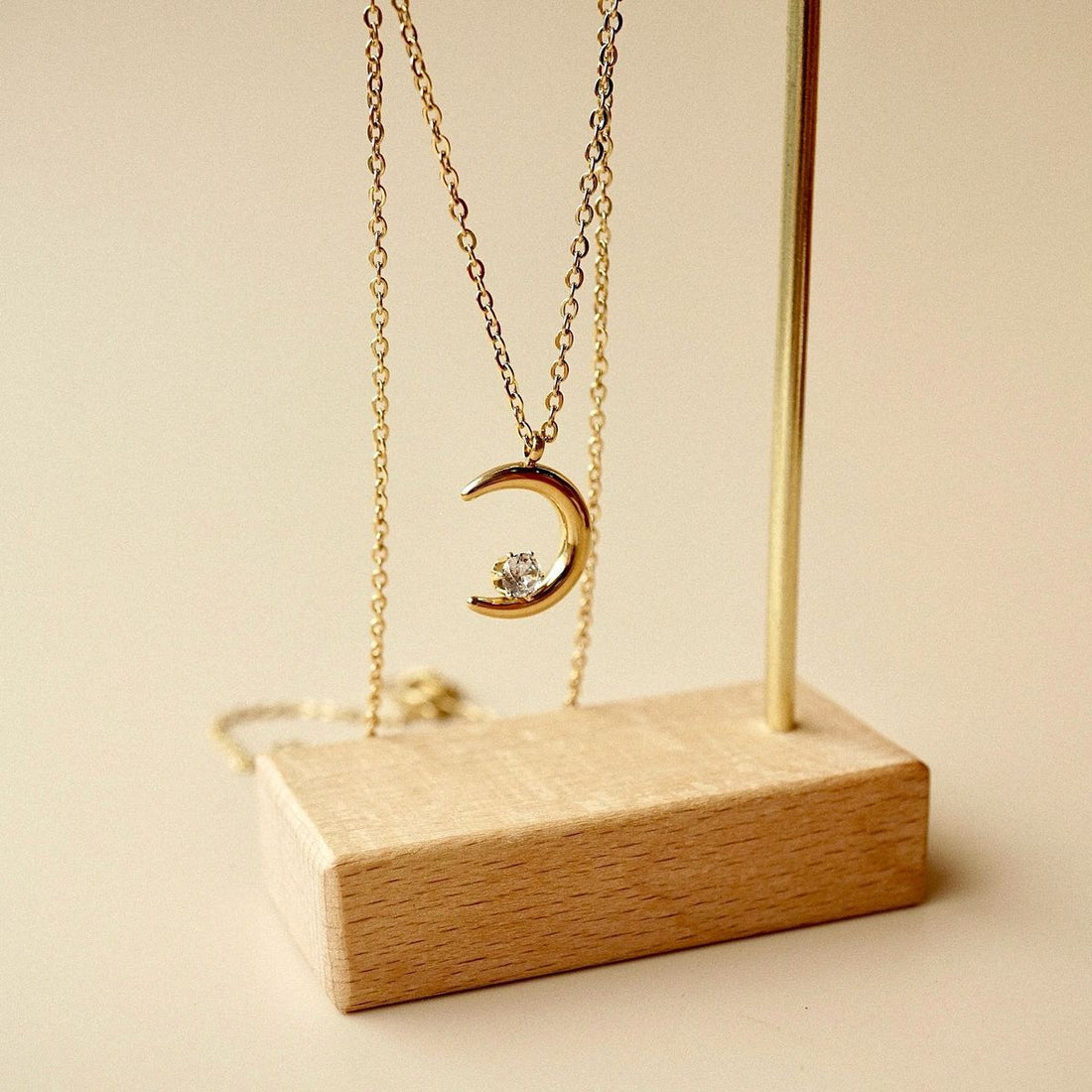 Golden Crescent Charm Necklace