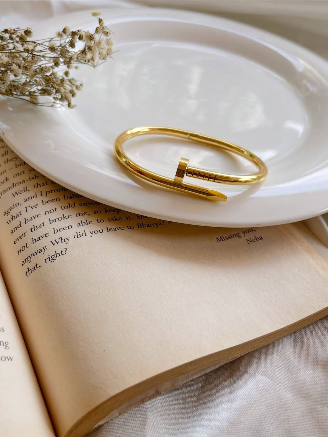 Gold Nail Design Cuff Bracelet