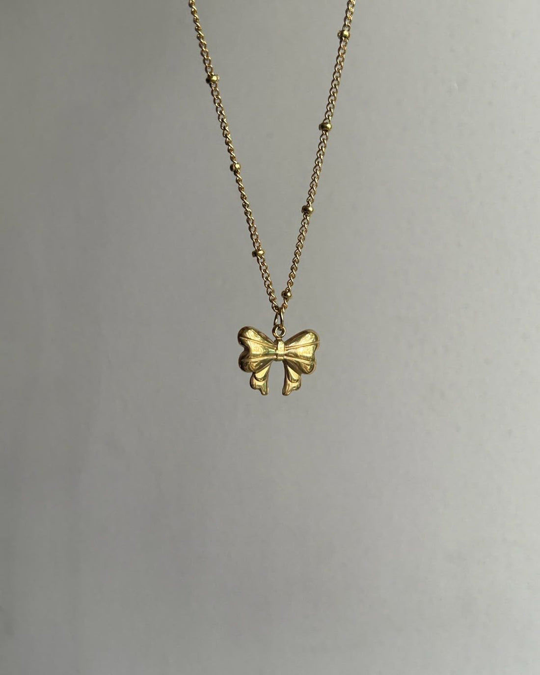 Cute Gold Bow Charm Necklace for Women